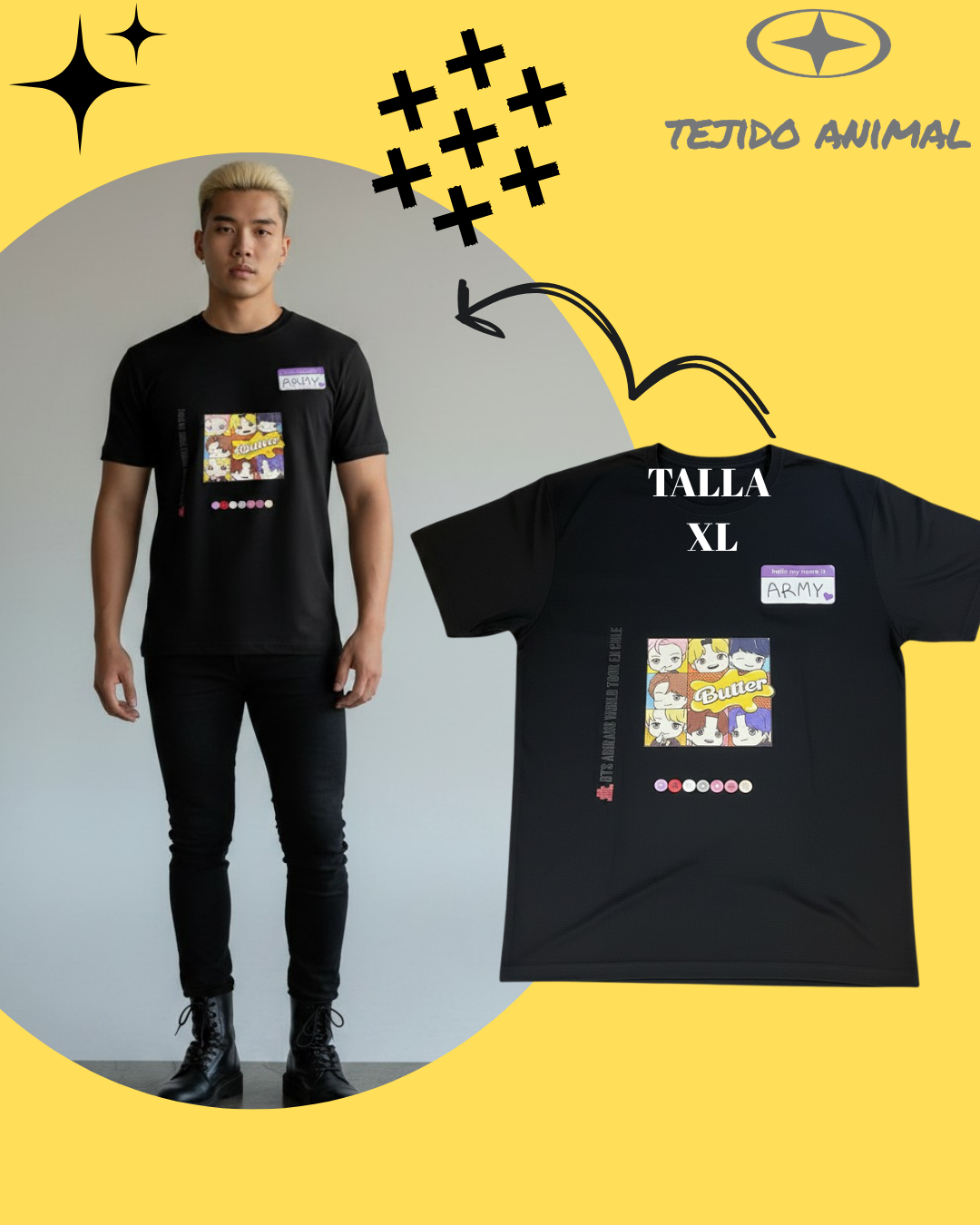 POLERA BTS ARMY BUTTER NEGRO