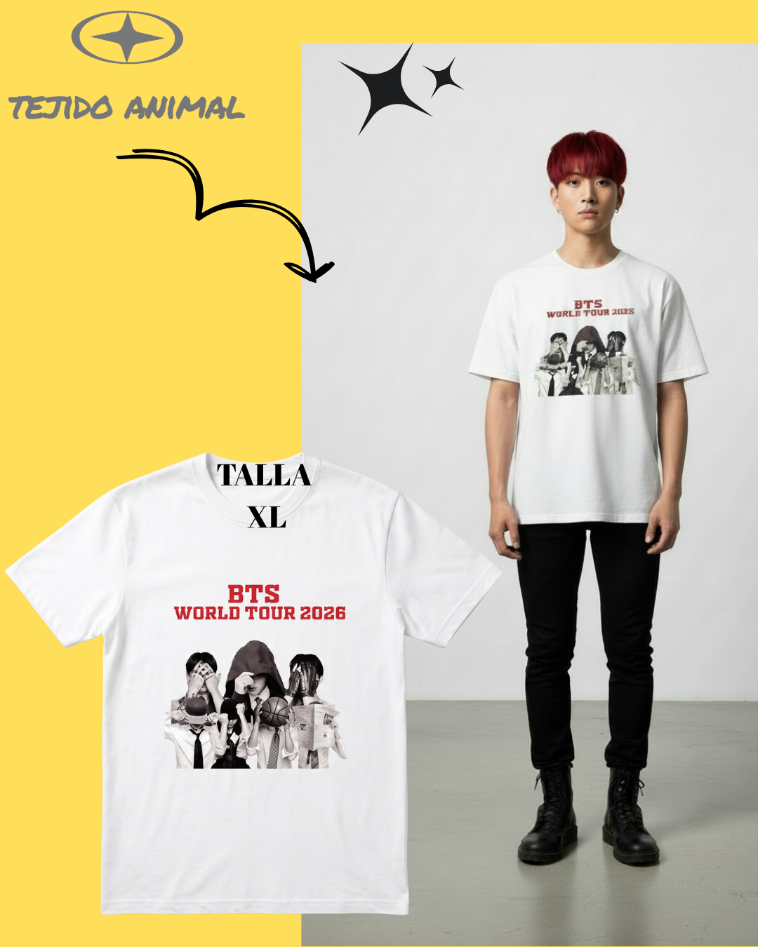 POLERA BTS PERSONALIZADO 2 BLANCO