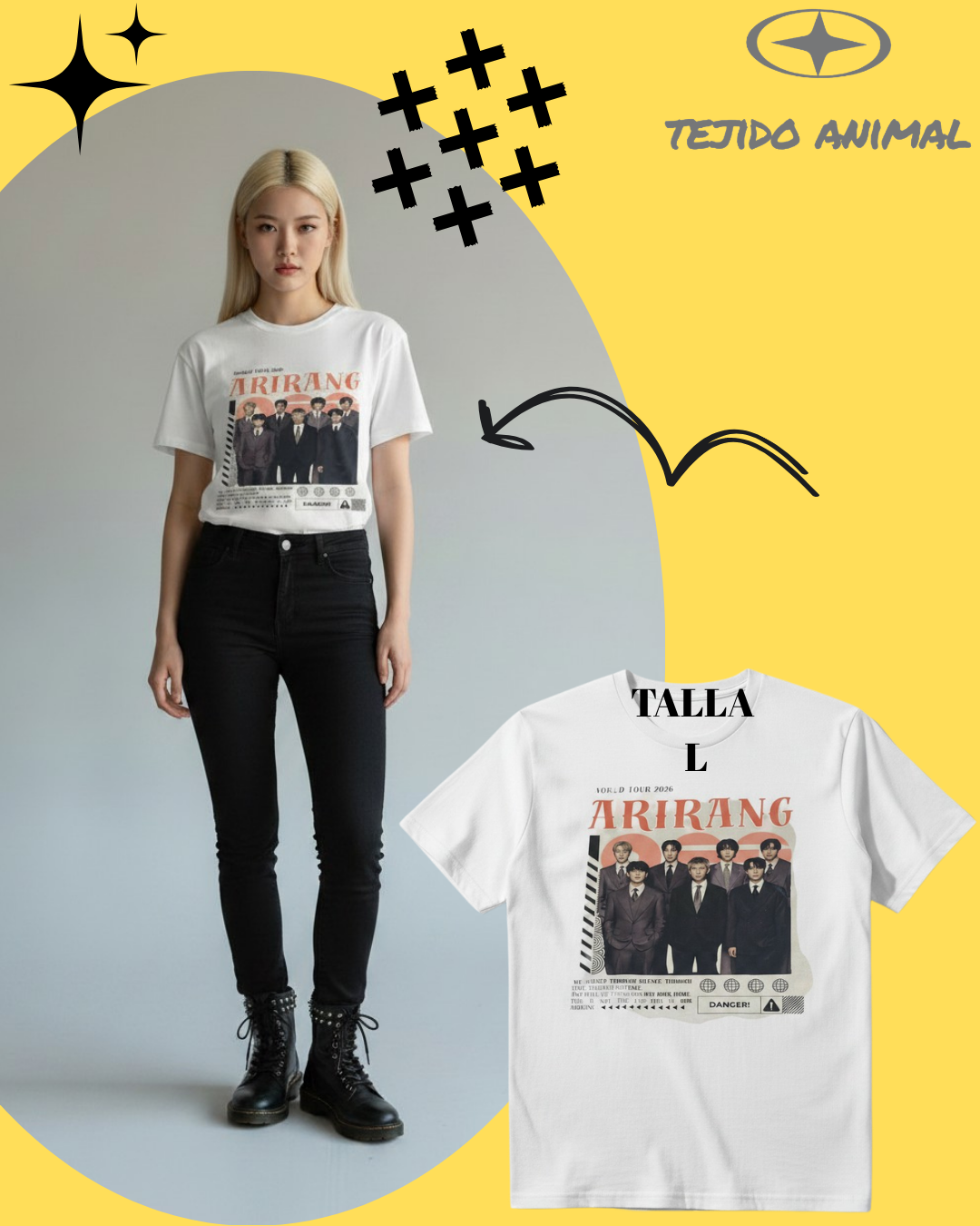 POLERA BTS ARIRANG EXCLUSIVO 2 BLANCO
