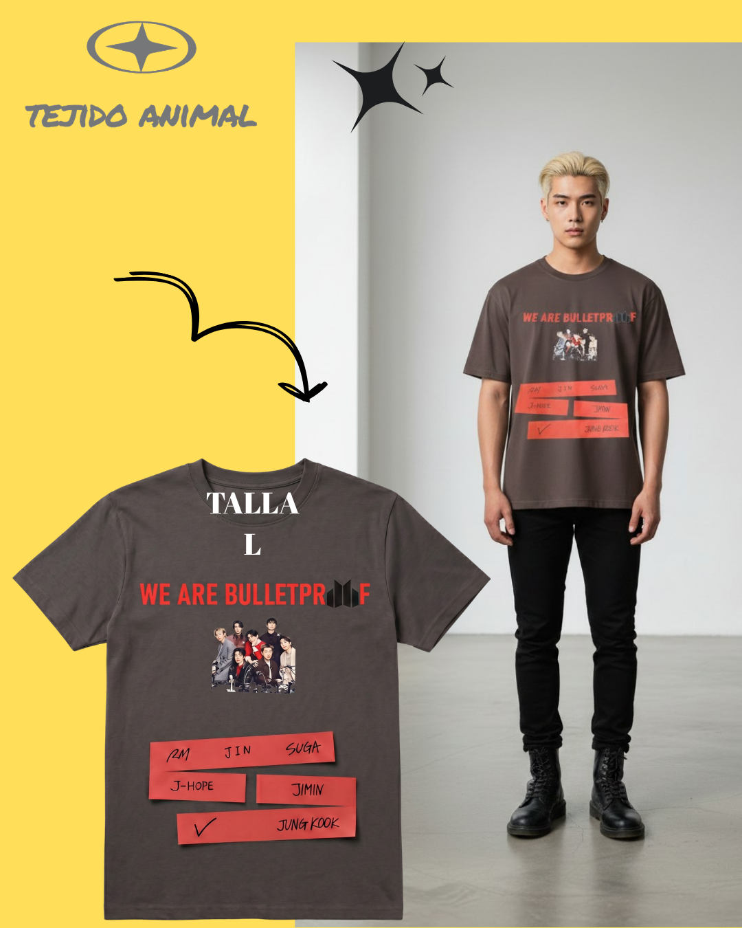 POLERA BTS WE ARE BULLETPROOF 2 CAFE
