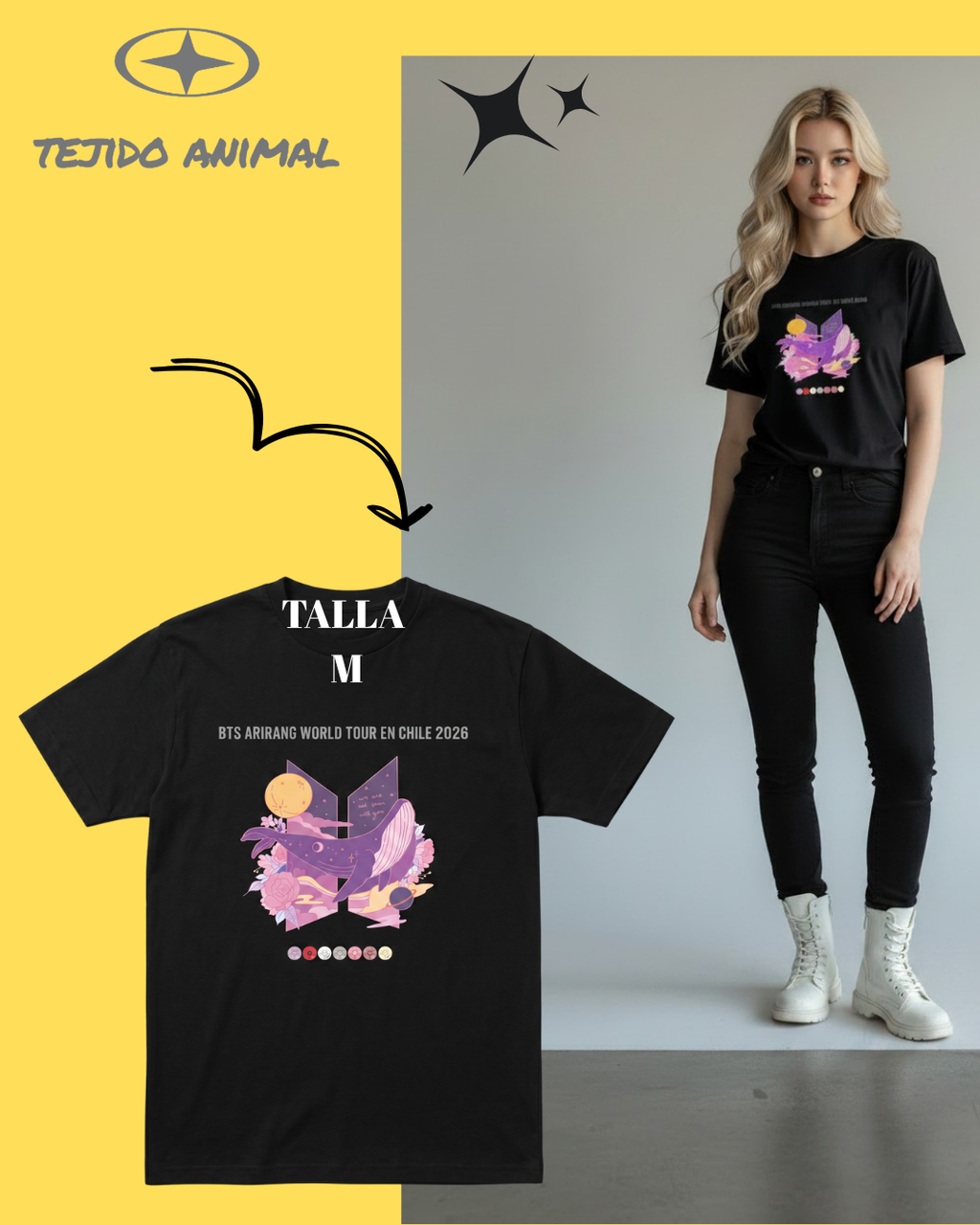 POLERA BTS WHALE 2 NEGRO