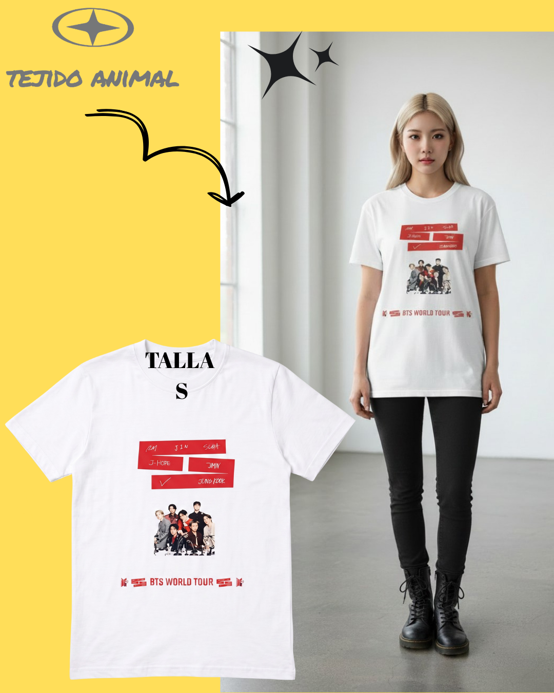 POLERA BTS PERSONALIZADO 4 BLANCO