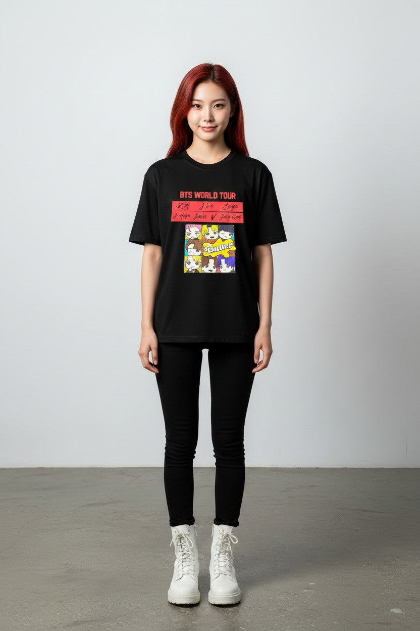 POLERA BTS WORLD TOUR BUTTER  NEGRO