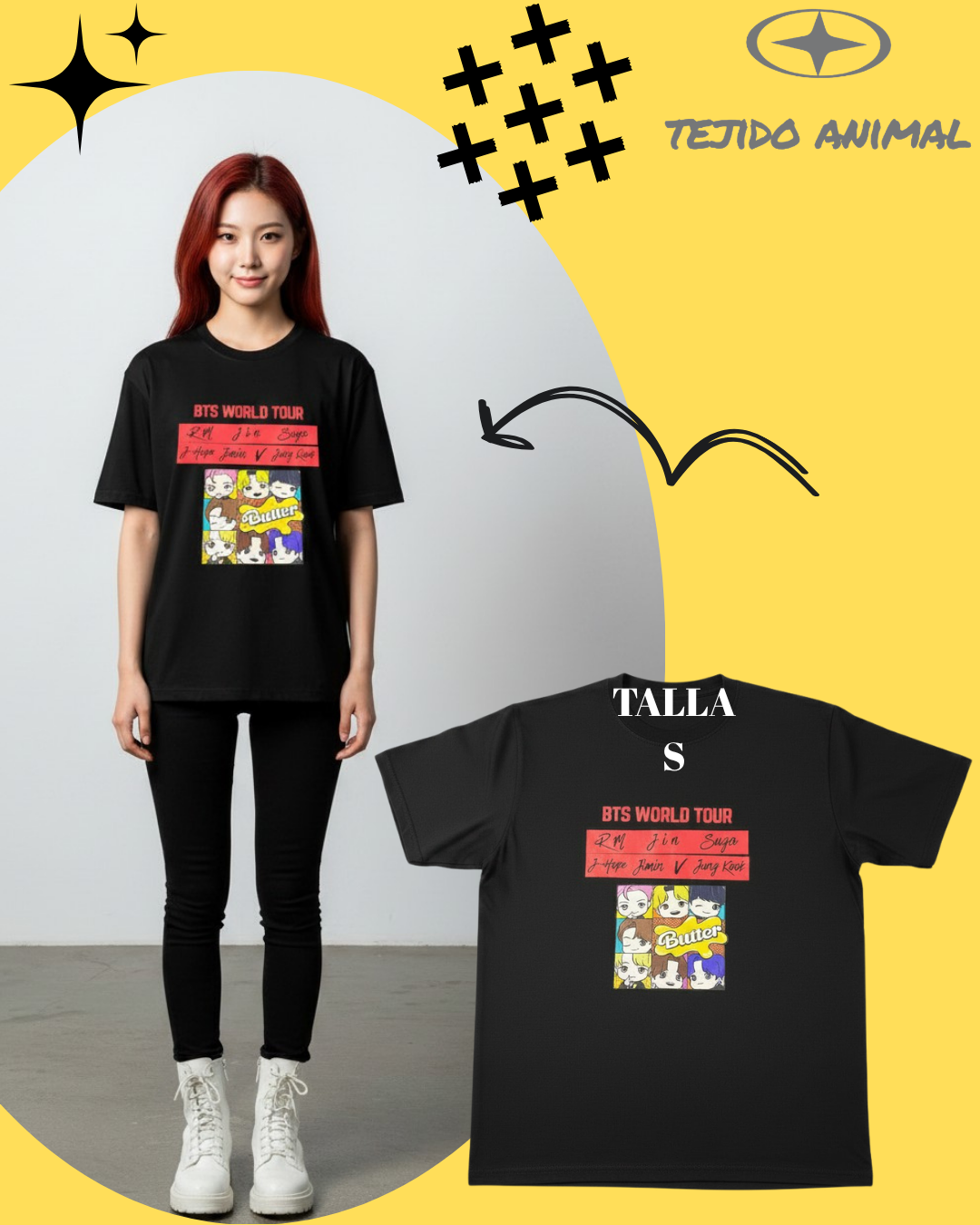 POLERA BTS WORLD TOUR BUTTER  NEGRO
