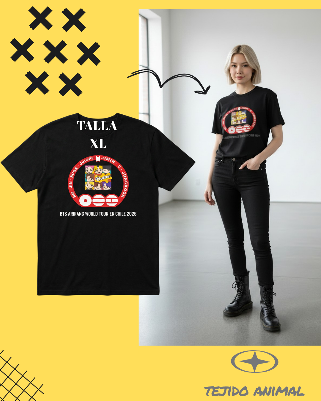 POLERA BTS WORLD TOUR CHILE NEGRO