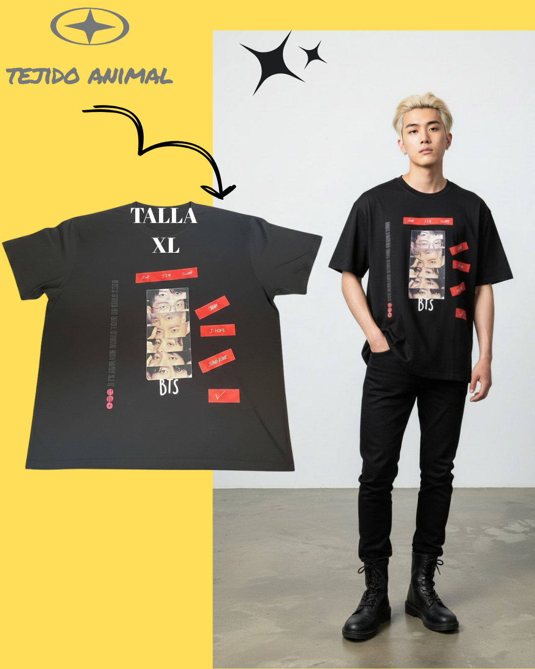 POLERA BTS PERSONALIZADO 1 NEGRO