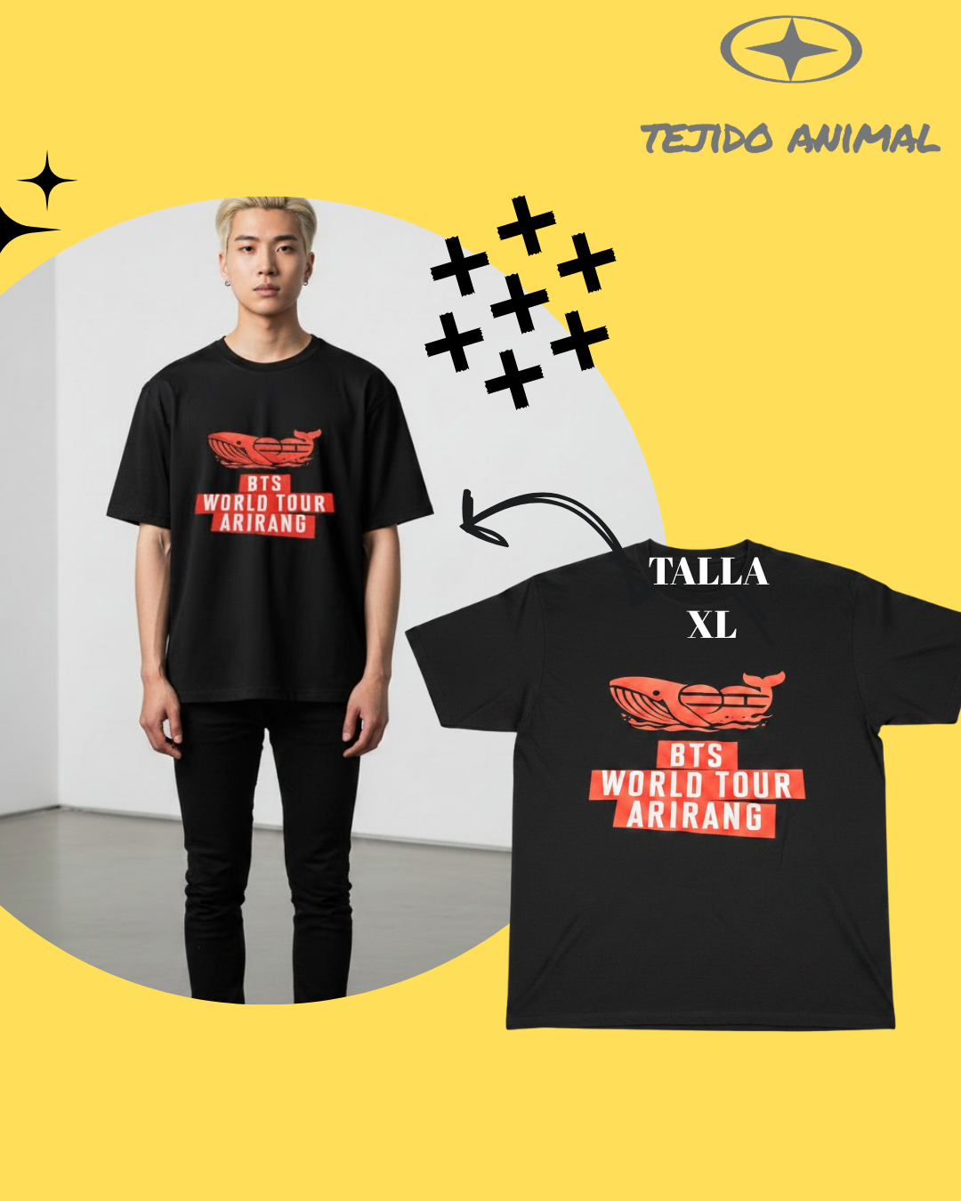 POLERA BTS WHALE ARIRANG NEGRO