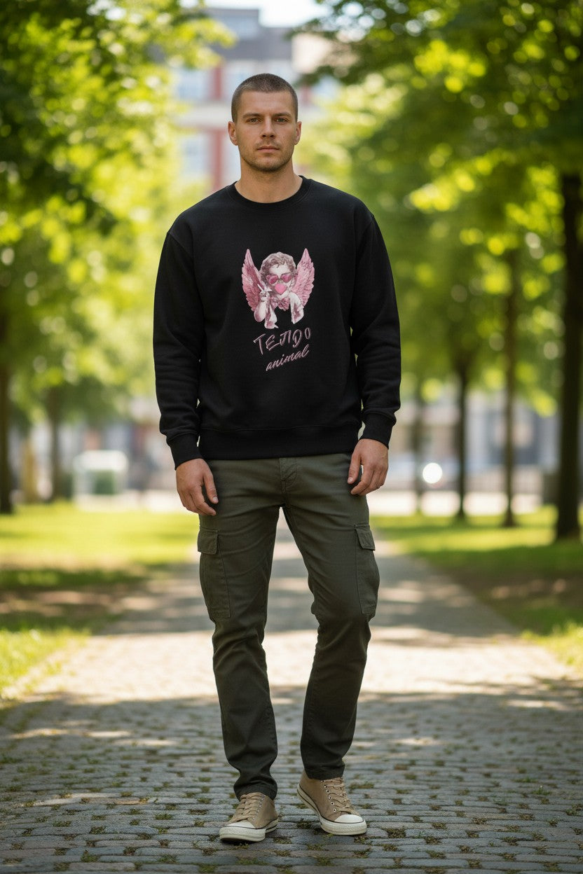 POLERON CREWNECK ANGEL POP NEGRO